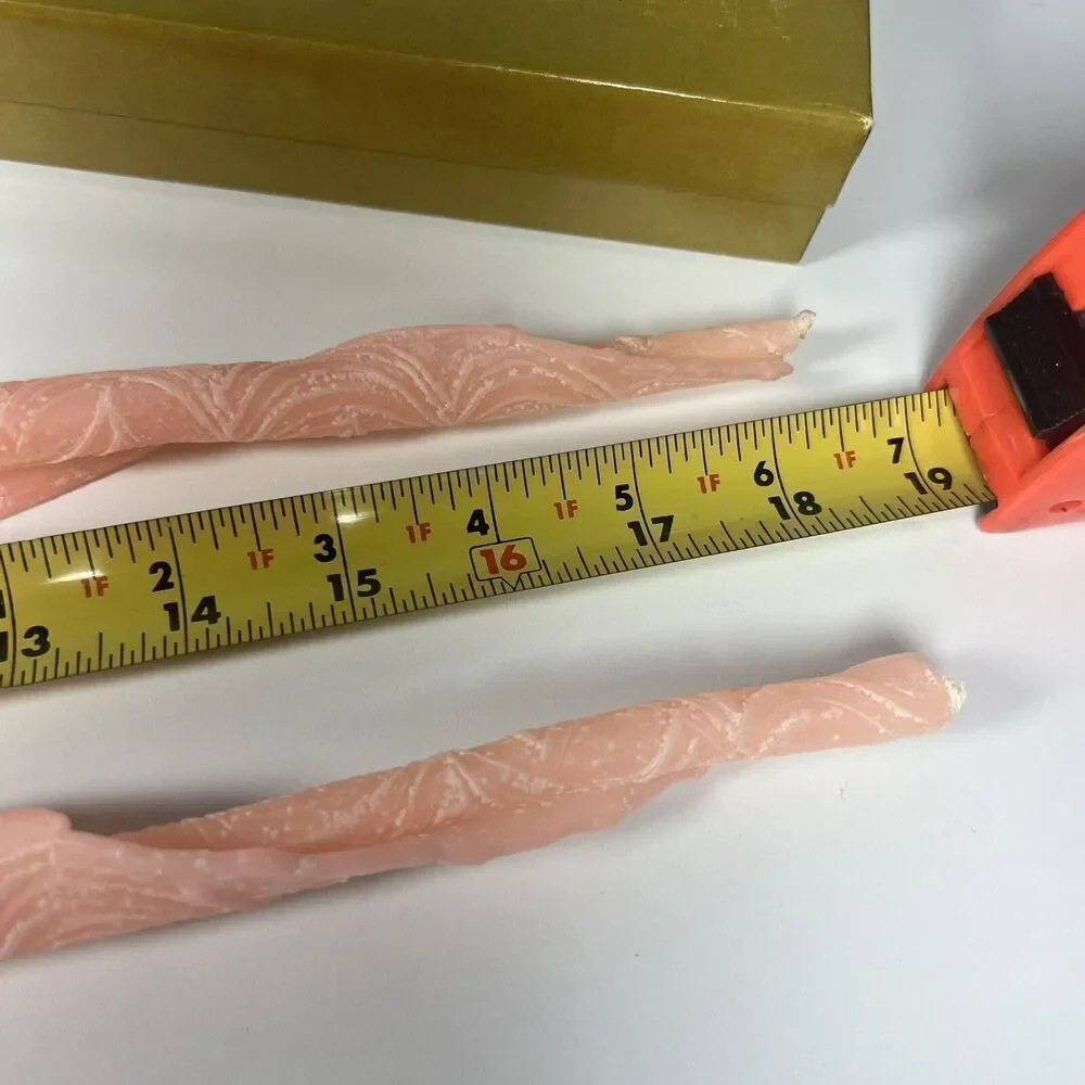 Vintage Hurd Beeswax 18” Pastel Pink Ribbon Twist Freemark Abbey Candles Easter